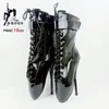 2025 neue Dünne Ferse 18 CM Abschließbare Vorhängeschlösser Ballett Stiefel Frauen Sexy Fetisch Stiefeletten Gürtel Schnalle Nachtclub Dance Training schuhe