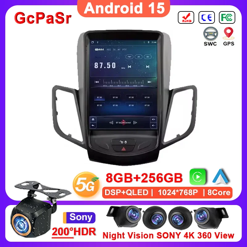 Auto GPS Android 15 Für Ford Fiesta MK7 2009-2016 Keine 2din DVD Multimedia Player Stereo Kopf Einheit Auto radio GPS Navigation HDR