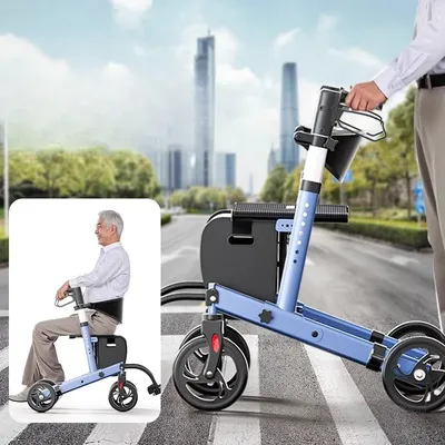 Aircraft Aluminum Mobility Scooter for Elderly 500lbs Heavy Duty Wheelchair with Brakes Home Care Foldable Shopping Cart