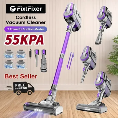 FixtFixer X6M 350W/55KPa Akku Staubsauger, 4×HEPA, Staubsauger Kabellos mit Bürstenloser Motor, Bis zu 55 Min,1.1L Kabelloser Staubsauger für Harte Böden,Tierhaare,Treppen Image