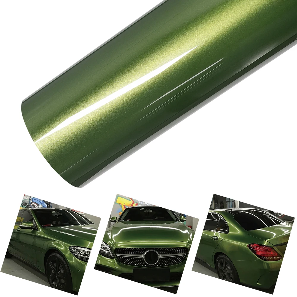 Auto PET Metall Farbe Mamba Grün Vinyl Film Auto Wrap Aufkleber Mit Air Release Motorrad Auto Innen Außen Dekor Zubehör Image