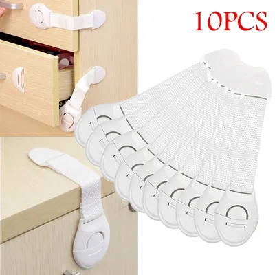 10 Pack Baby Proof Cabinet Locks Adjustable No Drill Security for Drawer Door Child Safety Essential Home Protection Kit