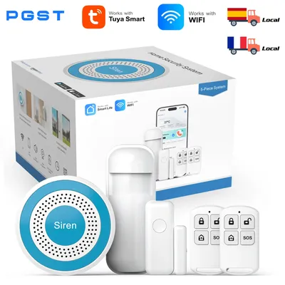 PGST TUYA WIFI DIY Smart Home Security Alarm System Wireless Home Alarm Tür Alarm System Arbeit Smart Leben APP Steuerung mit Alexa