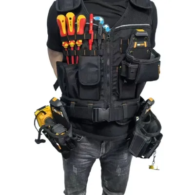 TOOLSTACK Multifunctional Tool Waistcoat High Quality Oxford Cloth Work Vest Outdoor High-capacity Tool Storage Waistcoat