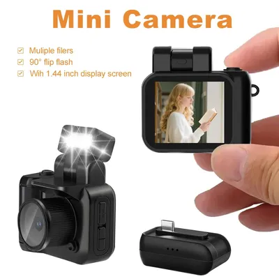 Y4000 Mini Camera 1080P HD Quality Portable Design Retro Look Comes with Flash Light and Battery Dock for Endless Recording Fun