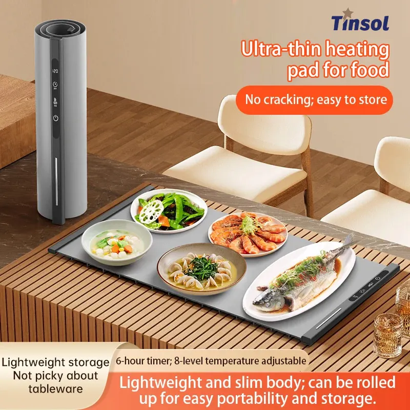 TINSOL Neue Flexible Silikon Lebensmittel Wärme Pad Faltbare Lebensmittel Wärme Tablett Elektrische Lebensmittel Wärme Pad Smart Thermostat Geschirr Image