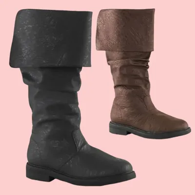 Mittelalterliche Lederstiefel Jack Sparrow Renaissance Half Haddock Schuhe Schuhe Larp Piratenkrieger Vintage Jackboot für Erwachsene Männer Image