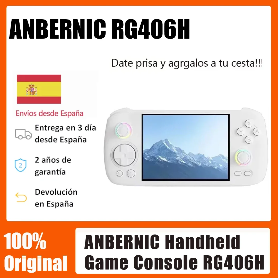 ANBERNIC RG406H Handheld-Spielekonsole, 4 Zoll IPS-Bildschirm, Android 13, 3D-Hall-Joystick, Hall-Trigger-Videospiel, 960 x 720 Pixel