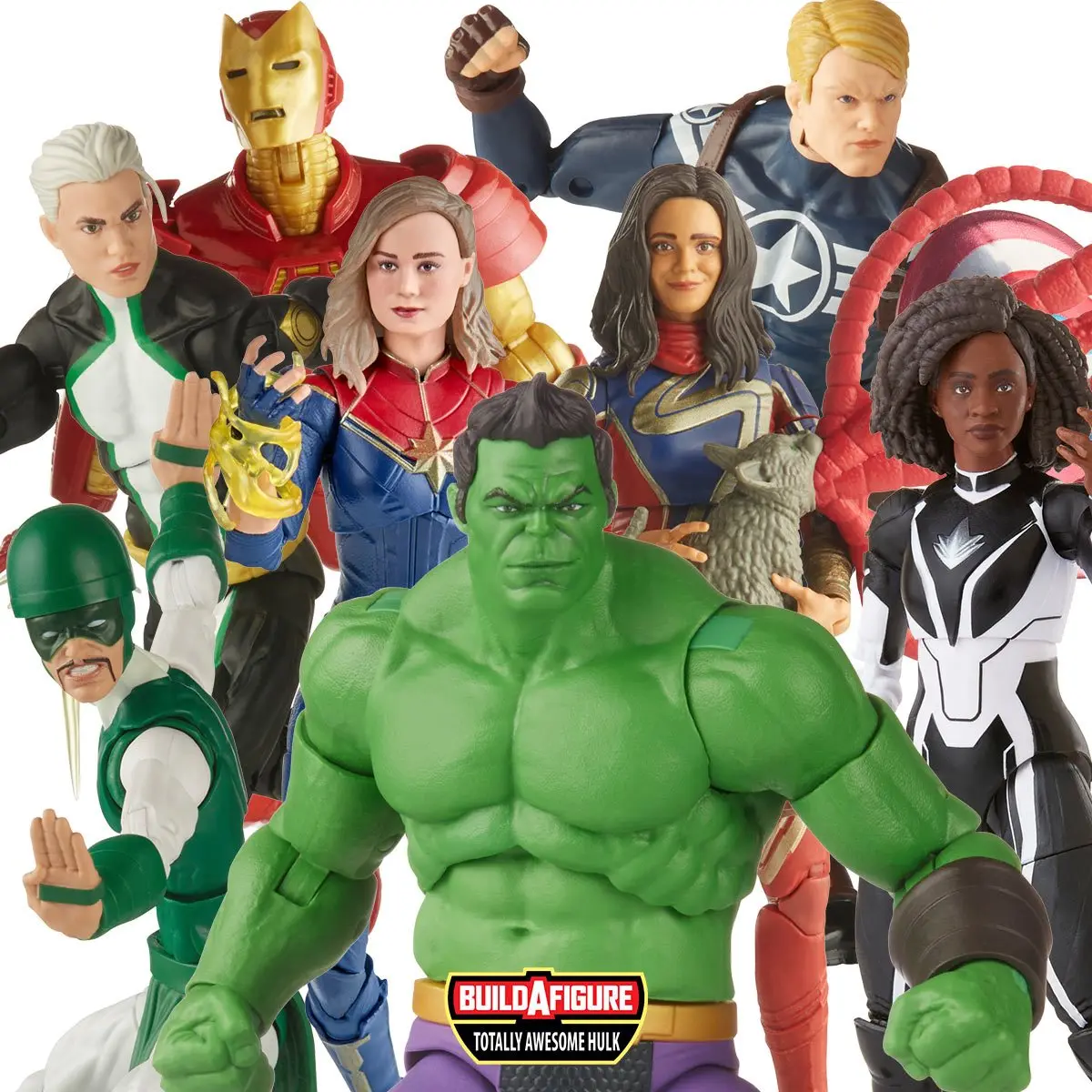 Marvel Legends Captain Marvel Ms Marvel Boy Photon Karnak Iron Man Commander Rogers impressionante Hulk Wave 6 "Action Figure
