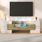 Meuble TV 145 cm avec éclairage LED, commode TV, meuble bas pour salon, meuble TV avec 4 portes, gain de place