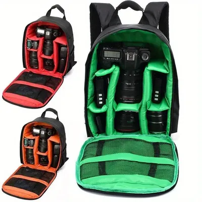 Multi-functional Waterproof Digital DSLR Photo Padded Backpack W/ Rain Cover SLR Camera Soft Bag Video Case (Only Bag)