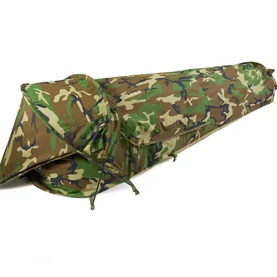Military Hideaway Bivy Tent Lightweight Waterproof Camping Compact Single-Pole Tent for Backpacking Hiking-Woodland