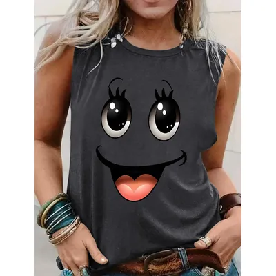 PLUS SIZE printed Summer women's loose and personalized dream catcher mesh printed vest top T-shirt comfortable sleeveless