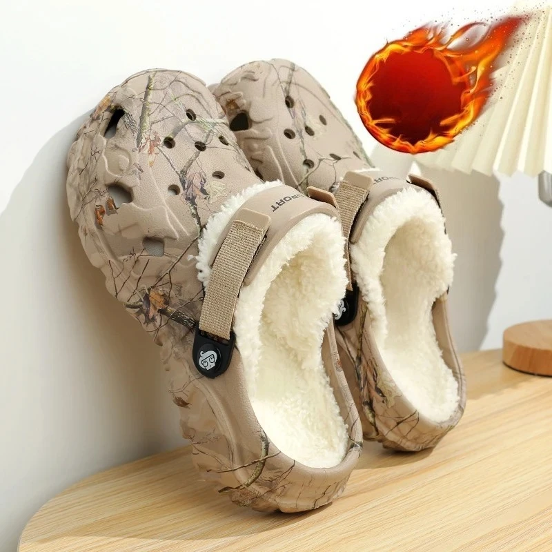 Winter Männer Clogs Warme Pelzigen Hausschuhe Abnehmbare Weiche Hause Baumwolle Schuh EVA Flusen Rutschen Casual Sandale Outdoor Plüsch Fell Clogs