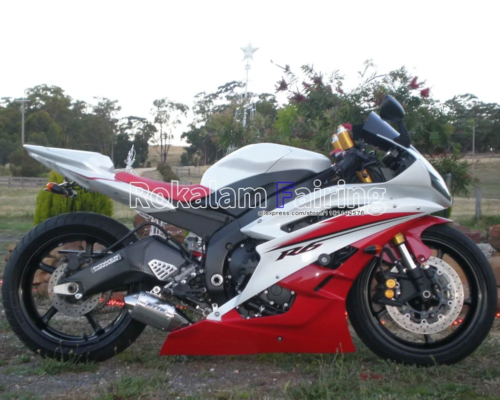 Per Yamaha YZF 600 R6 06 07 YZFR6 YZF-R6 2006 2007 Kit carenatura moto aftermarket rosso bianco (stampaggio ad iniezione)