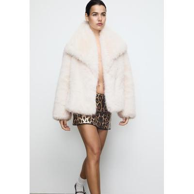 Stradivarius Cropped faux fur jacket Ecru L