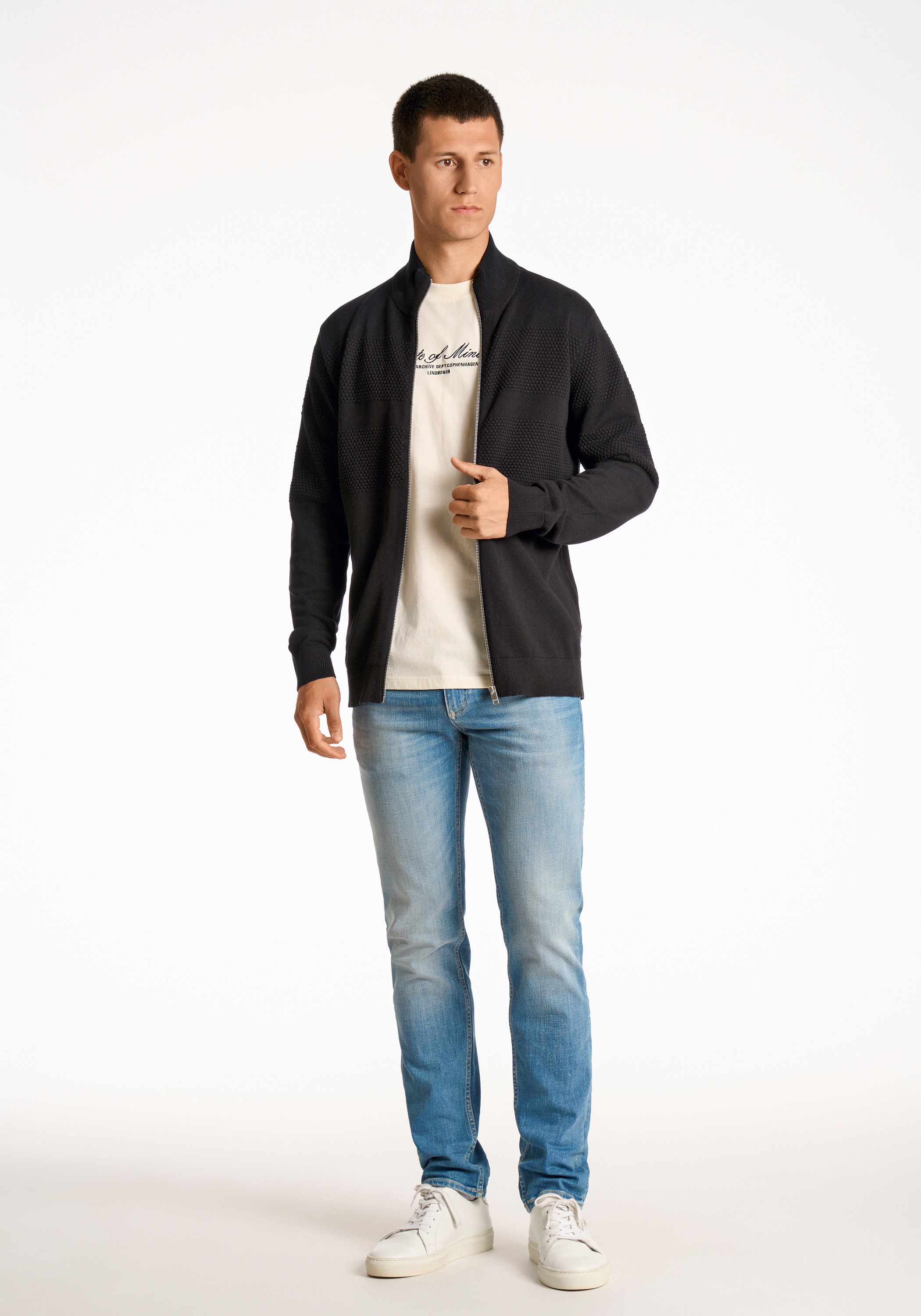 Cardigan LINDBERGH "Lindbergh Cardigan", Herren, Gr. M, schwarz, Obermaterial: 100% Baumwolle, Strickjacken Image