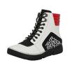 Sneakerboots RIEKER, Damen, Gr. 40, sanftes weiß, schwarz, rot, Lederimitat, kontrastfarbene Details, casual, Schuhe, Schnürboots, Schnürstiefelette mit zusätzlichem Innenreißverschluss