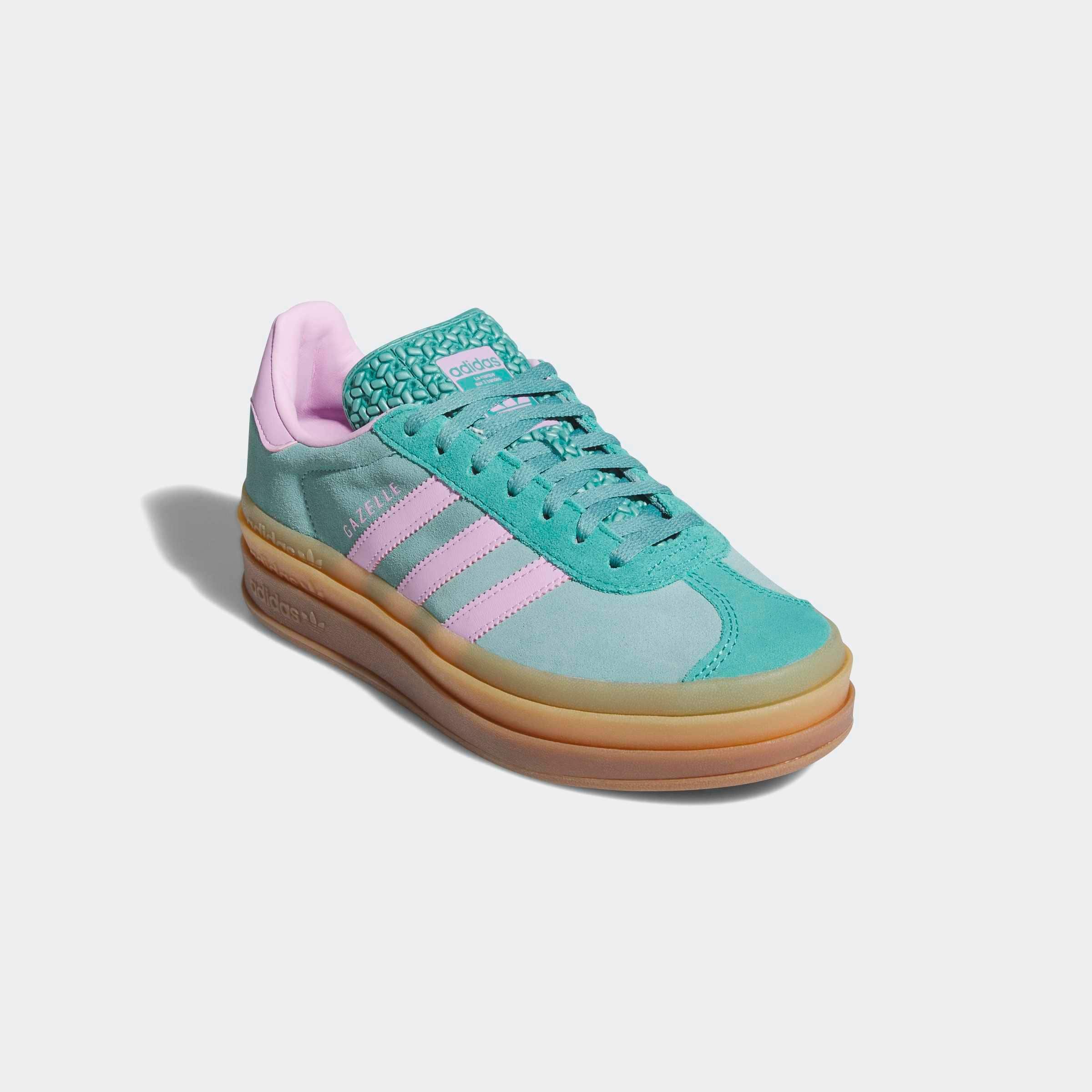 Sneaker ADIDAS ORIGINALS "GAZELLE BOLD E", Gr. 37, lila (powder teal, bliss lila, pure teal), Leder, Synthetik, Schuhe, Topseller