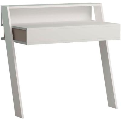 Schreibtisch DECORTIE "COWORK SCHREIBTISCH", weiß, B:94cm H:91cm T:50cm, Tische, Leichte Montage, Lagerung, Platzsparend Image
