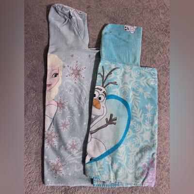 Disney Bath | Euc!!! Lot Of 2 Girls Disney Brand “Frozen” Hooded Beach-Bath-Pool Towel Wraps | Color: Blue/Silver | Size: Os