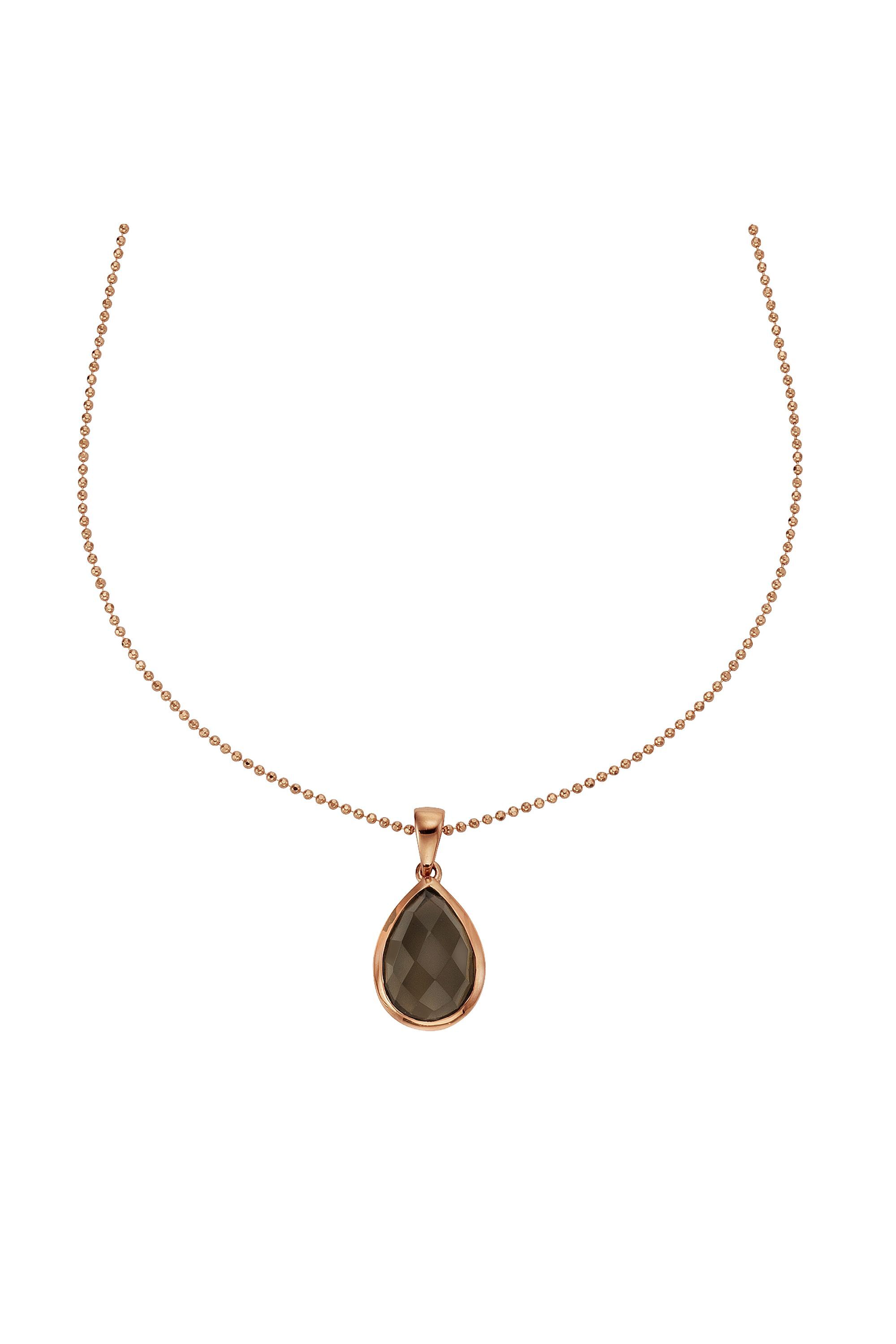 Jamelli Anhänger mit Kette 925 Silber rosé vergoldet Rauchquarz Image