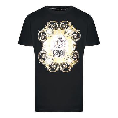 Cavalli Class – Schwarzes T-Shirt mit Tiger-Emblem-Design Image