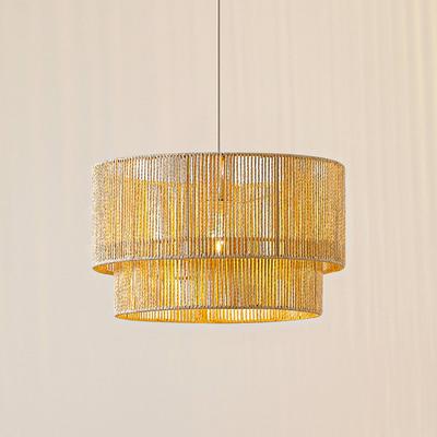 Hängelampe Anuva Lindby, dimmbar, creme / amber, für Wohn- / Esszimmer, Papier / Lunolit / Lunopal, Landhaus / Rustikal, Pendelleuchte Image