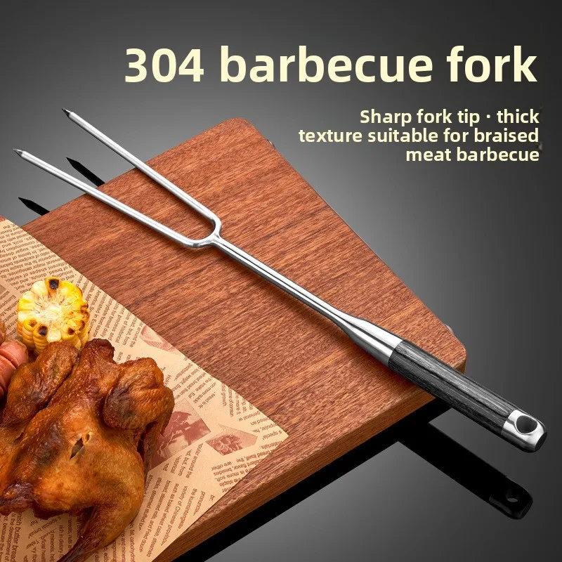 Fleischgabel304Grillgabel aus Edelstahl für den Außenbereich, Grillgabel für gegrilltes Steak, Grillgabel für ganze Hähnchen Image