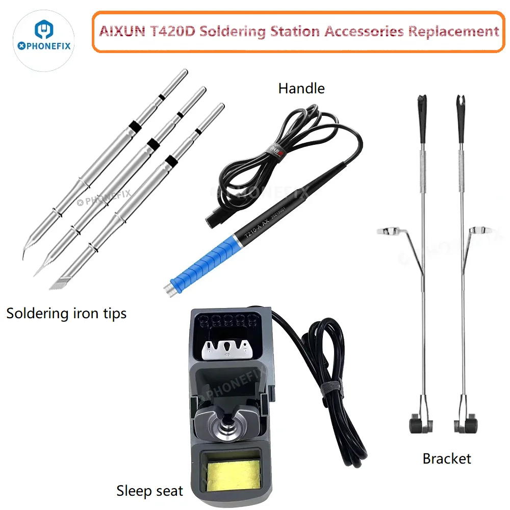 AIXUN T420D Stazione di saldatura Accessori Strumenti di ricambio T245 T210 T115 Maniglia per saldatura Punte per saldatore Staffa Sedile per dormire