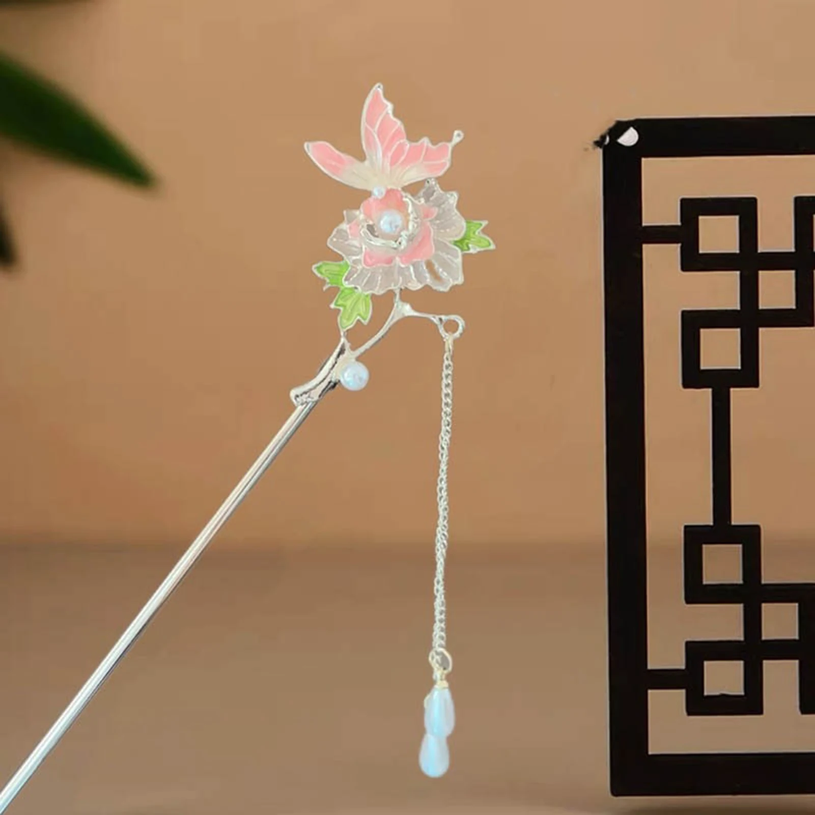 Vintage Quaste Schmetterling Blume Haarnadel handgemachte Blumen Haarschmuck für Frauen Braut Party Boho Haarstab Image