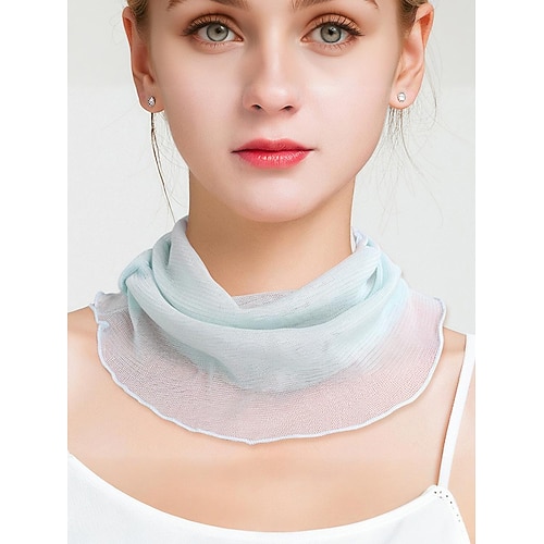 Damen-Halstuch aus transparenter Seide – Schlauch-Bandana mit Rüschenrand, elegantes Choker-Wickeltuch für Büro, Reisen, Partys und Abendoutfits Image