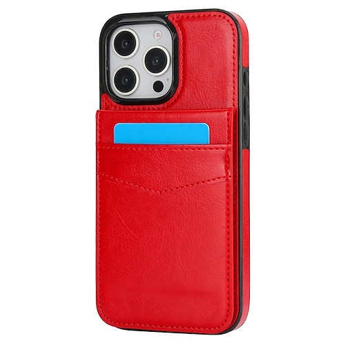 Handy Hülle Handyhüllen Für 16 15 14 Pro Max Plus 16e 13 Mini Rückseite Ständer Kartenfach Stoßfest Retro TPU PU-Leder Image