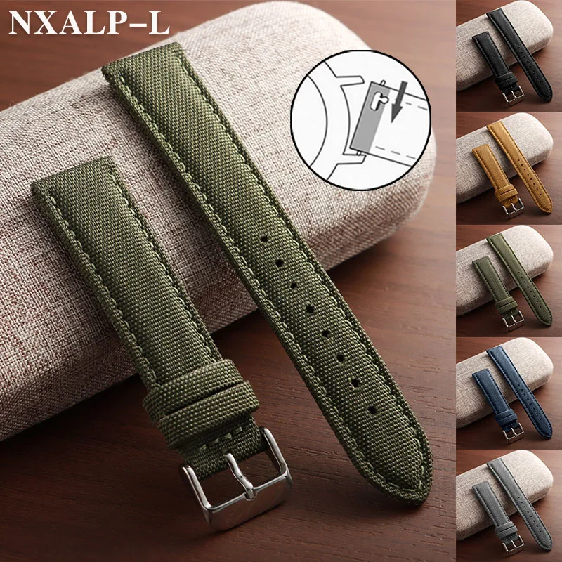 Premium Sailcloth Uhrenarmband 20mm 22mm Herren Sport Militärarmband für Seiko für Omega Armband Schnellverschluss Army Nylonband Image