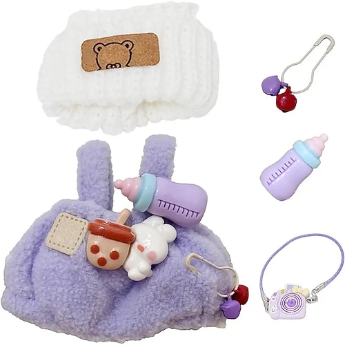 Puppenkleidung für Labubu 17cm/15cm Puppen Outfit-Set Luxus-Chic-Stil High-End-Mode passende Accessoires (keine Puppe)