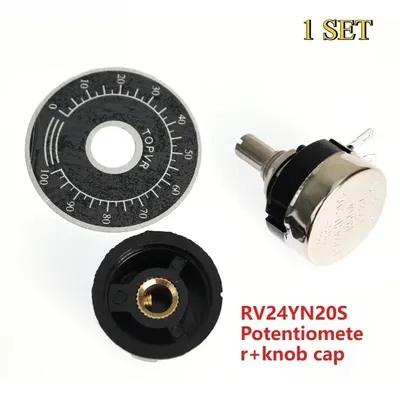 10K 100K 5K 500K Potentiometer-Set RV24YN20S Potentiometer + A03-Knopfkappe 6 mm mit Skalenplatte 1 Set Potentiometer-Knopf-Set Image