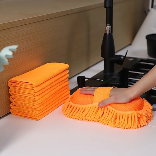 6-teiliges Autowaschschwamm- und Handtuchset – enthält 1 Reinigungsschwammhandschuh und 5 weiche, super saugfähige Mikrofasertücher – wiederverwendbar für den Einsatz im Auto, zu Hause und in der Image