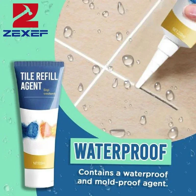 Home 20/120 ml wasserdichter und schimmelresistenter Klebstoff, Fliesendichtung, Risse, Bodenmörtel, Silikonstift, Reparatur, Badezimmer, Pool, Keramik Image