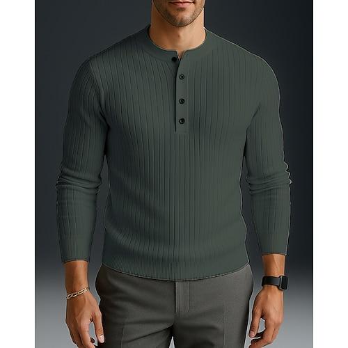 Herren Lässige Oberteile Pullover Knöpfe Langarm Oberteil Athleisure Herbst Mode Outdoor Reise Sportbekleidung Sportkleidung Einfarbig Schwarz Weiß Rot