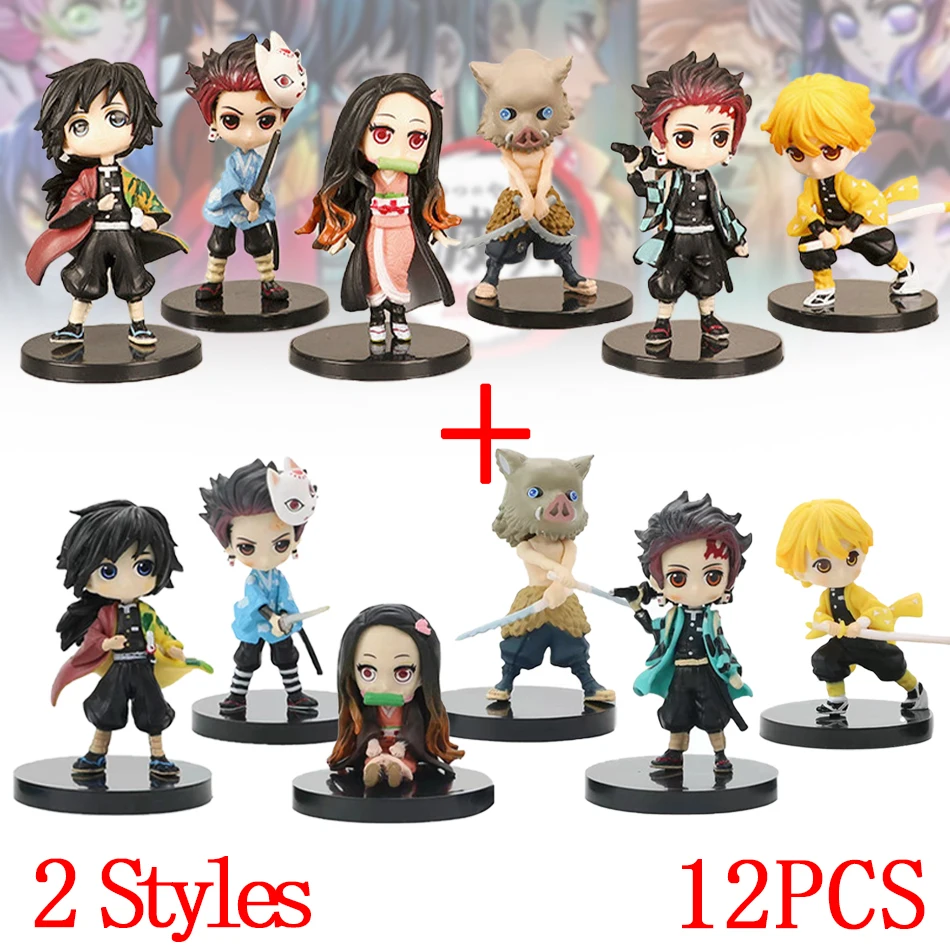 Q Posket Figur Demon Slayer Mini Figur 12 Stück Sets Kimetsu No Yaiba Kleine PVC-Puppen Desktop-Dekoration Image