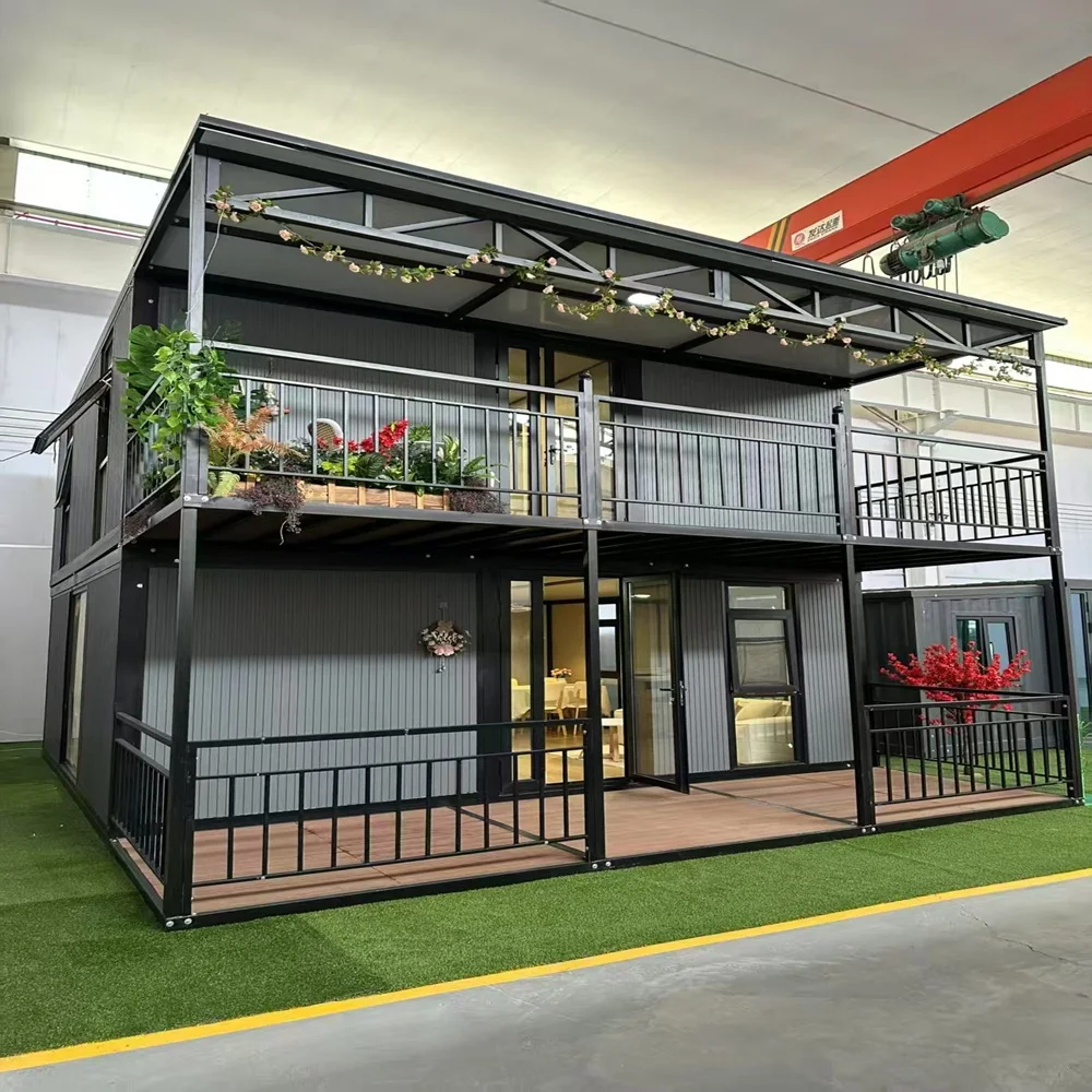 Economical Prefabricated Mobile Home Modern 40ft 3-room Duplex Two-story Container House Comfortable Detached House with Balcony