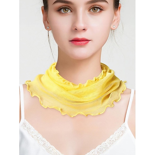 Damen-Halstuch aus transparenter Seide – Schlauch-Bandana mit Rüschenrand, elegantes Choker-Wickeltuch für Büro, Reisen, Partys und Abendoutfits Image