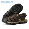 MIXIDELAI Große Größe Echtem Leder Männer Sandalen Neue Sommer Männer Schuhe Strand Sandalen für Mann Mode Marke Outdoor Casual Turnschuhe
