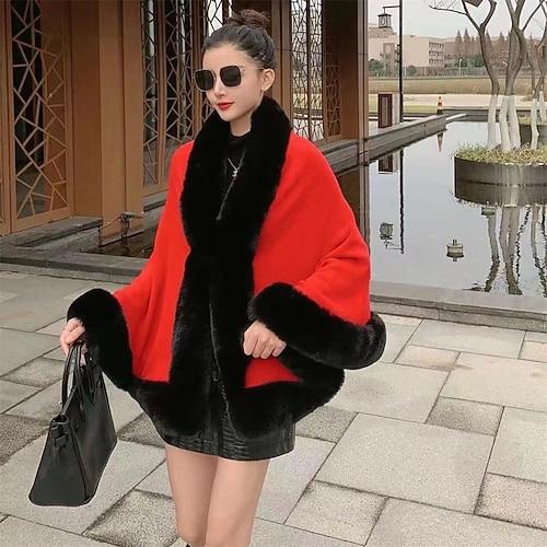 zlyc Damen Winter Kunstpelz Schal Stola warm Wrap Cape