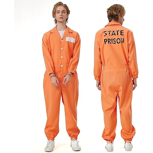 Gefangener Karneval Overall Halloween-Gruppen-Paarkostüme Lustiges Kostüm Erwachsene Herren Damen Unisex Halloween Karneval Leistung Party Einfaches Karnevalskostüm Verkleiden Image