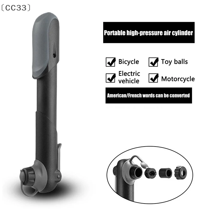 ieniaCC33 Parque Bisradpumpe Mini tragbare Handreifen-Schlauchfüller Kunststoff-Fahrrad-Luftstoßpumpe Schrader Presta-Ventil Image