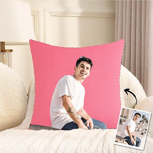 personalisierter Foto-Kissenbezug, individueller Kissenbezug, Geschenk für ihn, Freunde und Familie, perfekt als Dekoration für das Sofa zu Hause und das Schlafzimmer Image