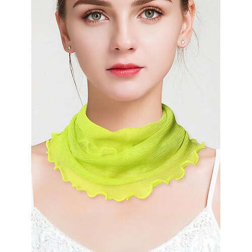 Damen-Halstuch aus transparenter Seide – Schlauch-Bandana mit Rüschenrand, elegantes Choker-Wickeltuch für Büro, Reisen, Partys und Abendoutfits Image