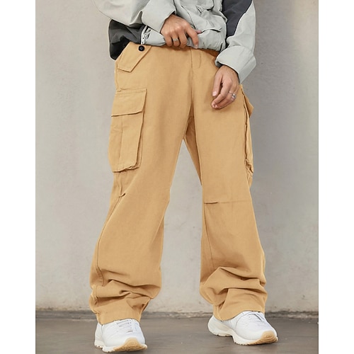 Herren Cargo-Hosen Hose Elastischer Bund Mehrere Taschen Einfach tragbar Outdoor Täglich Campen und Wandern Mode Klassisch Schwarz Gelb Image
