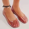 Freizeit Gelbe Schuhe Frau Sommer Flache Sandalen Weiche PVC Bling Transparente Farbe Karree Weibliche Hause Straße Wohnungen Große Größe 42